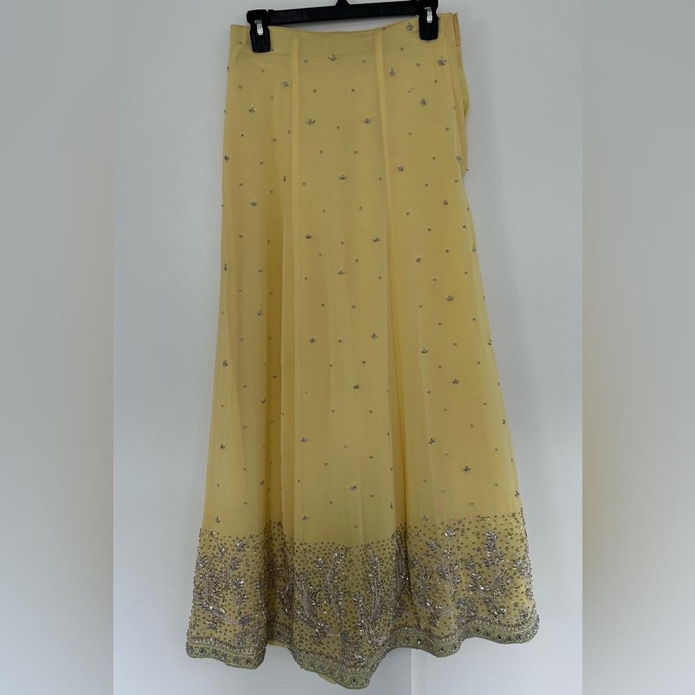 Pistachio Green & Canary Yellow Lehenga Choli - Indian Dress - Picture 6 of 14
